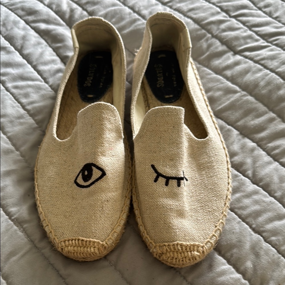 Soludos Tan Espadrilles with Eye Motif